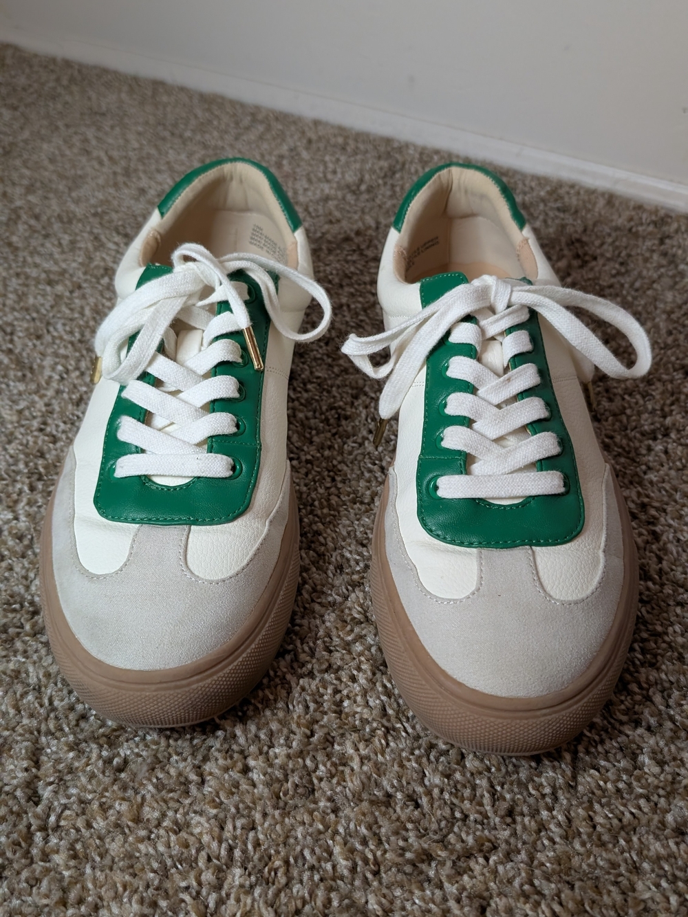 LOFT White & Green Casual Lace-Up Sneakers